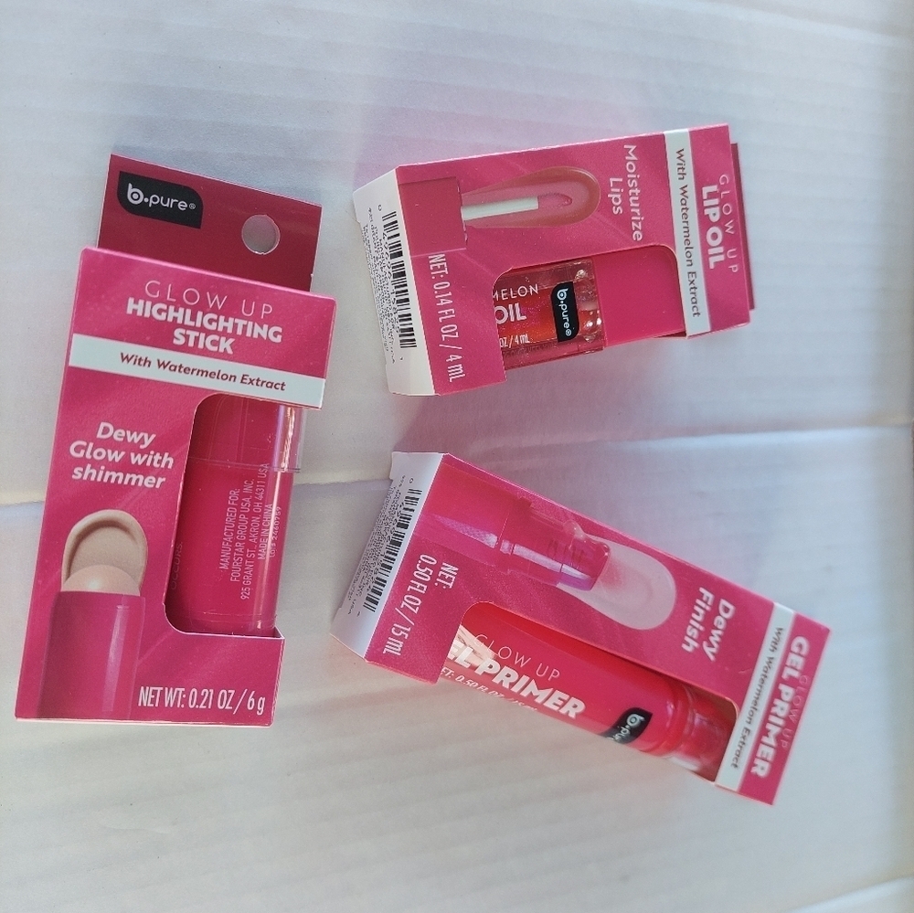 B PURE Lip OIL WATERMELON Highlighting Stick. Gel Primer GLOW UP